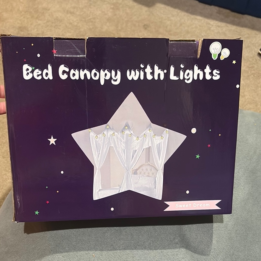 Sweet Dreams Bed Canopy with Lights - Purple and White